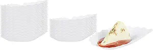 Restaurantware 3.3 x 3.3 Inch Mini Plastic Plates 100 Disposable Plates - Oyster Shell Shaped Mini White Plastic Tasting Dishes For Appetizers Desserts Or Samples For Parties Events