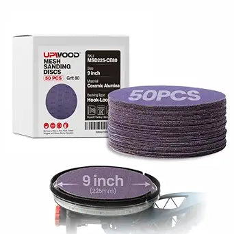 9-Inch Purple Ceramic Mesh Sanding Disc,220 Grit 50 Pack,Dust-Free Hook-Loop Drywall Sander Net Disc for Drywall,Plasterboard,Wood,Wall,Paint Removal,Popcorn Ceiling and Other DIY Projects