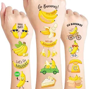 96 PCS Banana Temporary Tattoos For Kids, Fruit Party Favors