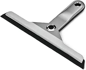 simplehuman Foldaway Shower Squeegee, Glass Squeegee for Bathroom Mirrors & Shower Doors, Weighted Handle for Streak-Free Clean, Suction Cup Hanger, Die-Cast Zinc & Anodized Aluminum