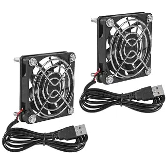 2Pcs 60mm USB Ball Brushless Cooling Fan DC 5V Cooling Fan 6015 60x60x15mm Mini USB Computer PC Case Fan USB Connector with Srews Metal Grill Cover for Small Appliances Series