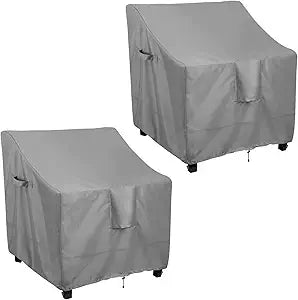 OutdoorLines Outdoor Waterproof Furniture Chair Cover - UV-Resistant Patio Lawn Chair Covers for Outdoor Furniture Windproof Heavy Duty Chair Covering, 2 Packs, 28Wx30Dx31H Inches, Grey