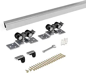 6FT/72in Pocket Door Track Kit,Heavy Duty, Aluminum,Smooth Quie,Anti-Collision,Interior Sliding Hardware, Easy to Install (No Door)