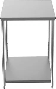 Stainless Steel Prep Table 24 x 24 x 33.5 Inch, Heavy Duty Commercial Work Table with Adjustable Undershelf, Commercial Kitchen Table for Restaurant, Bakery, Home, Workshop and Garage