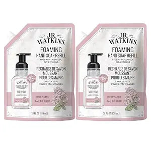 J.R. Watkins Moisturizing Foam Hand Soap Refill 2 Pack, Rosewater, 28 fl oz