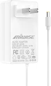 MIWISE Power Supply Adapter DC24 2A 48W AC to DC Converter Transformer 100-240V AC Input,for COB LED Strip, CCTV Camera,White,2.1mm X 5.5mm US Plug