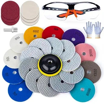VISCOO 20 Pack 4 Inch Diamond Polishing Pads, with 5/8''-11 Backer Pad