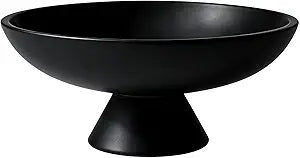 Garvee Concrete Pedestal Decorative Bowl, Modern Cement Centerpiece Fruit Bowl for Keys, Large Catch-All for Kitchen Counter, Entryway & Coffee Table, Home Decor, 11" D x 4" H, Black