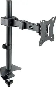 ELG Monitor Arm Desk Mount, Adjustable Height, 17-34" Screens up to 15.6 lbs, 360 Rotation, Heavy-Duty Steel with Epoxy Coating, VESA 75x75 to 100x100mm, Cable Organizer, Black