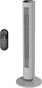 Lasko 40" Pinnacle Tower Fan, 12-Speeds, 24H Timer, 50ft Air Distance, 32 ft/s Airflow, WhisperForceΓ DC Motor, AirSense, Night Light, Remote, Gray, DST115