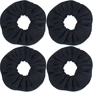 IVARYSS Super Towel Scrunchies for Drying Hair, Absorbent and Soft Microfiber for Frizz Free, Large Thick Ponytail Holder Wet Hair Accessories for Women and Girls, 4 PCS (Black)