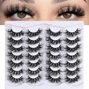 Mink Lashes Thick Long Lashes False Eye Lashes Mega Look 5D Volume Dramatic 27mm Dramatic Waterproof Eyelash Clusters Soft Fake Eyelashes Pack by Yaiseiko���14 Pa