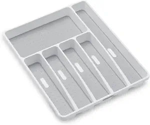 madesmart Classic 6 Compartment Silverware Tray, White