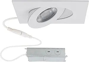 Lotos 2in LED Multiples 1-Light Adjustable Recessed Light 3000K Warm White 6W 530 Lumens IC-Rated Airtight 120V-277V Universal in White