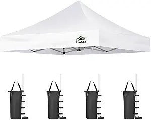 Canopy Replacement Top for 10x10ft Pop Up Canopy Tent Waterproof Durable Cover with Bonus 4 Sand Bags Outdoor Shelter Replacement Roof (Frame not Include) (White)