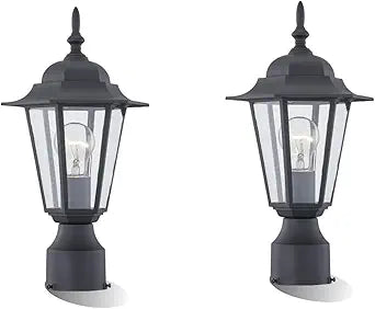 WISBEAM 2 Packs Outdoor Post Light, Pole Lantern, E26 Base 60W Max, Aluminum Housing Plus Glass, Wet Location Rated, ETL Qualified, Bulbs not Included, Black