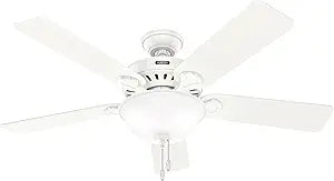 Hunter Fan 52 inch White Indoor Ceiling Fan with Lights and Pull Chain for Bedroom, Living Room/Family Room, Dining Room, Kitchen, Office (Renewed)