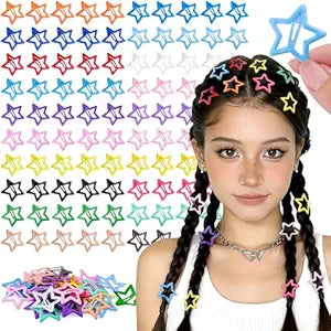 100PCS Colorful Star Hair Clips,1.18Inch Y2K Star Hair Accessories Barrette