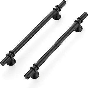 Ravinte 30 Pack 10 Inch Cabinet Pulls Kitchen Cupboard Handles with Round Base Matte Black Drawer Pulls Cabinet Handles 10" Length,7-1/2" Hole Center