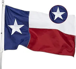 Homissor Texas Flag 5x8 Feet - Embroidered Star Sewn Stripes Outdoor Heavy Duty 210D Oxford Nylon Flags Vivid Color - Canvas Header Brass Grommets and 4 Stitch Hemming USA Flag