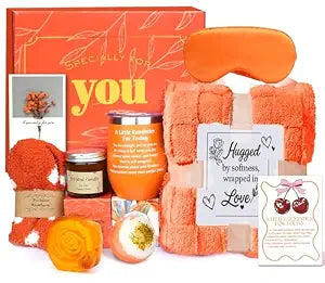 Halloween Orange Self Care Set Relaxing Spa Gifts Fall Boo Basket for Her