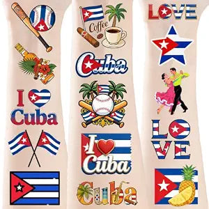 208 Pieces Cuba Flag Temporary Tattoos Stickers Havana Nights Birthday Cuban Themed Party Favors Supplies Decorations Goodie Bag Tattoo