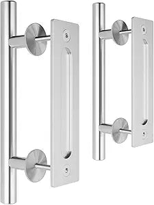 SMARTSTANDARD 12" Barn Door Handles 2PCS,Sliding Barn Door Pull Handle Stainless Steel,Heavy Duty Large Rustic Two-Side Design for Gates Garages Sheds Furniture Round