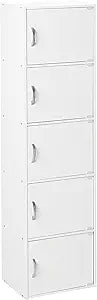 HODEDAH IMPORT Bookcase, White, 5 Door