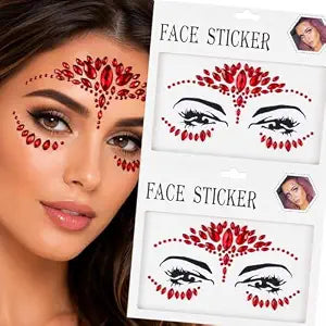 Red Rhinestone Face Jewel Stickers Eye Gem Festival Party Makeup