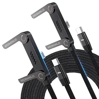 240w Braided Fast Charge Cable with Built-in Phone Stand (2 , Black, USB)
