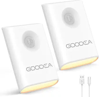 GOODEA 2-Pack Magnetic Motion Sensor Night Light with Rechargeable Battery