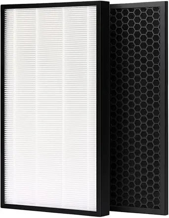 Nispira Replacement HEPA Carbon Filter Set Compatible with Panasonic Air Purifier Models F-ZXHP55Z, F-ZXHD55Z, F-PXH55A, F-VXH50A, F-PXM55A, F-PXH55C, True HEPA + Activated Carbon, 1 Set