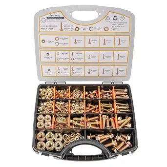528Pcs Flange Metric Bolt Assortment 8.8 Grade, M5, M6, M8, M10 Heavy Duty Hex Bolts and Nuts Kit, Yellow Zinc Plating for Outdoor, Durable Storage Case, Ideal for DIY, Automotive