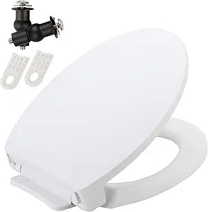 SS113/SS114 Toilet Seat Replacement Compatible with TOTO,Elongated Toilet Seat Soft Close,Traditional Toilet Seat Replacement,Toilet Lid Slow Close Quiet No Slam, Heavy Duty Elongated Toilet, White