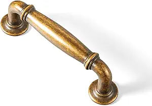 Goo-Ki Cabinet Handles Antique Brass Drawer Pulls 3" c-c Zinc Alloy Kitchen Cabinet Hardware - 6 Pack Vintage Brass Bar Cabinet Pulls