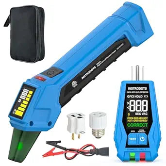 Circuit Breaker Finder Tool with Accessories, 90-135V AC Digital Breaker Finder with Integrated GFCI Outlet Tester, Circuit Tracer with Buzzer Alarm & Color Display, Includes Carrying Case