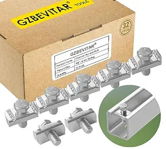 Strut Channel Nut and Bolt - 3/8" x 15/16" for 1-5/8" Strut Channel. 8mm Thickened Strut Nut 3/8"-16 with Thickened Galvanized Plating (32 Pack)