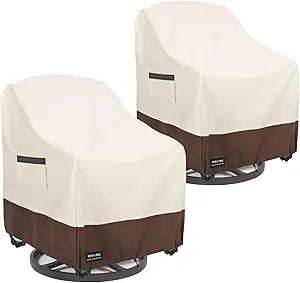 Outdoor Swivel Chair Covers Waterproof 2 Pack, Outdoor Chair Covers Patio Furniture Cover for Deck Patio Swivel Chair Heavy Duty, 28 W x 32 D x 36 H inches Beige and Brown