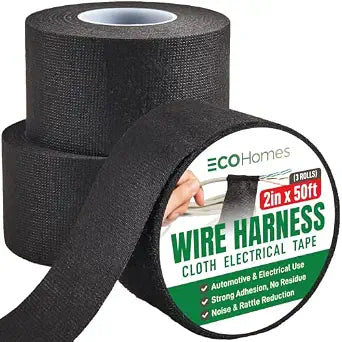 ECOHomes Wire Harness Cloth Electrical Tape, 2 Inch x 50 FT (3 Rolls)