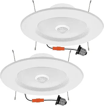 5 inch & 6 inch Retrofit LED PIR Motion Sensor Downlight,LED Recessed Light, 20W 120V-256V, 2000LM,Motion Activated Dusk to Dawn, Auto On/Off Indoor Outdoor Lighting (5500K Daylight) 2 Pack