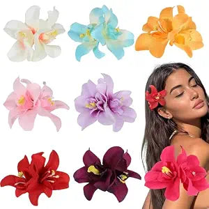 Hawaiian flower Hair Clips Ttropical Flower Hair Clip 8 Pieces Hair Accessories for Women Girls Hibiscus Flower Clips for Hair for Beach Party favors Vacation.