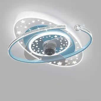 Indoor Blue Ceiling Fans with Lights Remote Dimmable 48W LED Ceiling Lights with Fan 6 Speeds Low Profile Ceiling Fan with Light for Boys Room Bedroom Kids Room