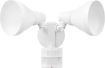 GLOBE 180-Degree 240 W Twin Head White Hardwired Motion Sensor Security Flood Light, MotionBright, Spotlight, Outdoor, Outside House Lights
