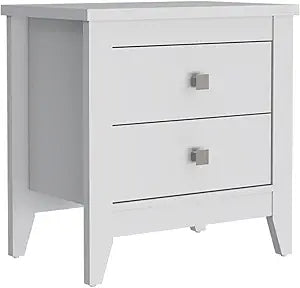 Tuhome Amara Nightstand, Two Drawers, Four Legs -White