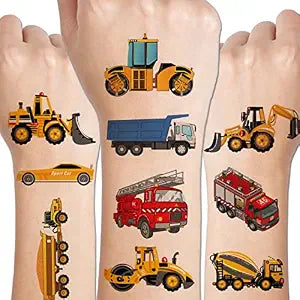 CHARLENT Cars and Trucks Tattoos for Kids - 14 Sheets
