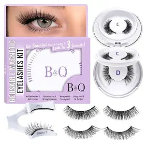 B&Q Magnetic Eyelashes with Applicator 2 Pair Natural Look Magnetic Lashes