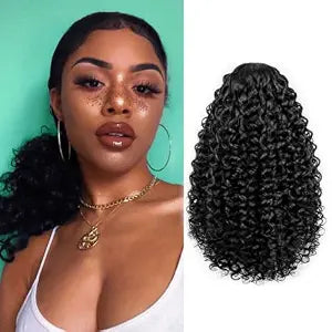 Curly Drawstring Ponytail Extension for Black Women 10" 1B