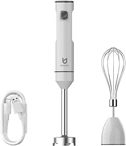 Cordless Hand Blender, UTALENT Variable Speed Immersion Blender handheld Rechargeable, with USB-C Charging Cable, Egg Whisk, for Smoothies, Milkshakes, Hummus and Soups White