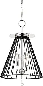 Hudson Valley Lighting 1014-PN/BK Cagney - 3 Light Pendant 22.25 inches Tall and 14 inches Wide - Polished Nickel/Black