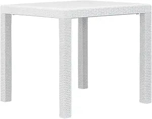 vidaXL Garden Table White Plastic 31.1 in x 31.1 in Lightweight